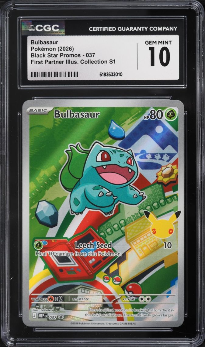 2026 Pokemon Mega Evolution Promo First Partner Illustration S1 Full Art Bulbasaur #37 CGC 10