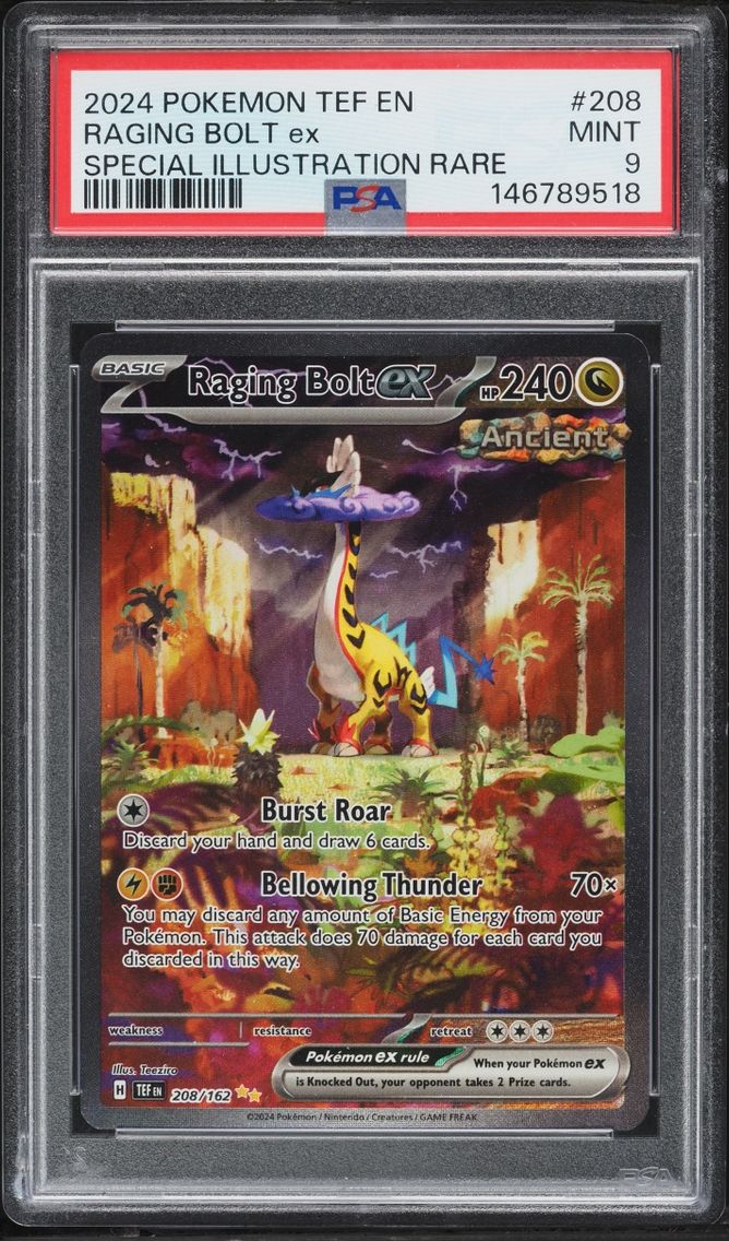 2024 Pokemon Scarlet & Violet Temporal Forces SIR Raging Bolt Ex #208 PSA 9 MINT