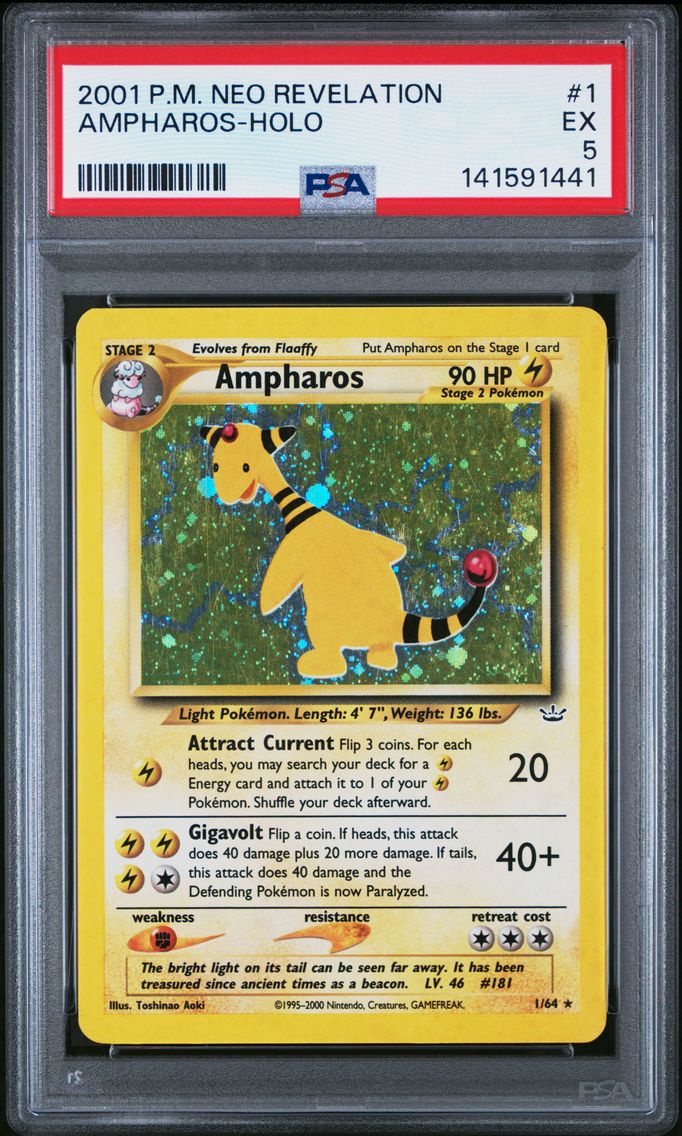 2001 #1 Ampharos-Holo PSA 5 Neo Revelation Pokemon