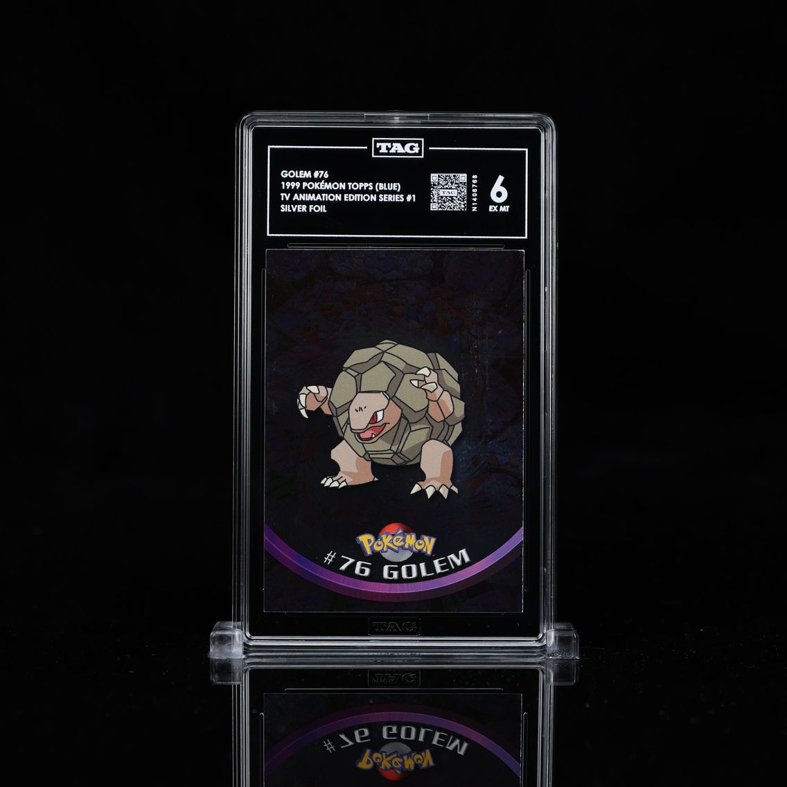 1999 #076 GOLEM TAG 6 POKEMON TOPPS (BLUE) | TV ANIMATION SERIES #1 | SILVER FOIL