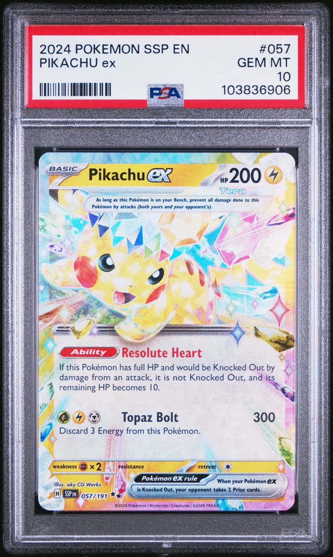 2024 #057 Pikachu EX PSA 10 Ssp EN-Surging Sparks