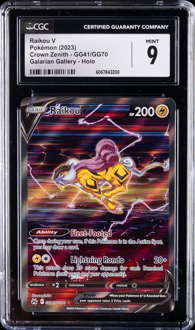 2023 #GG41 Full Art/Raikou V CGC 9 Sword and Shield Crown Zenith Pokemon