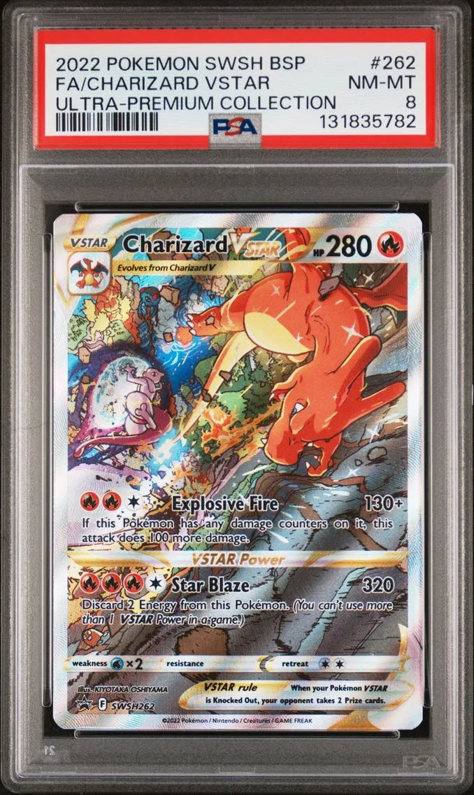 2022 #262 Full Art/Charizard Vstar PSA 8 Swsh Black Star Promo Pokemon