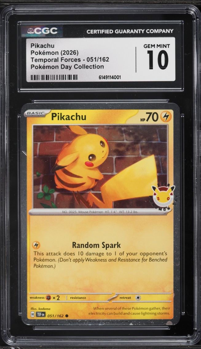 2026 Pokemon Scarlet & Violet Temporal Forces Day Collection Pikachu #51 CGC 10 GEM MINT