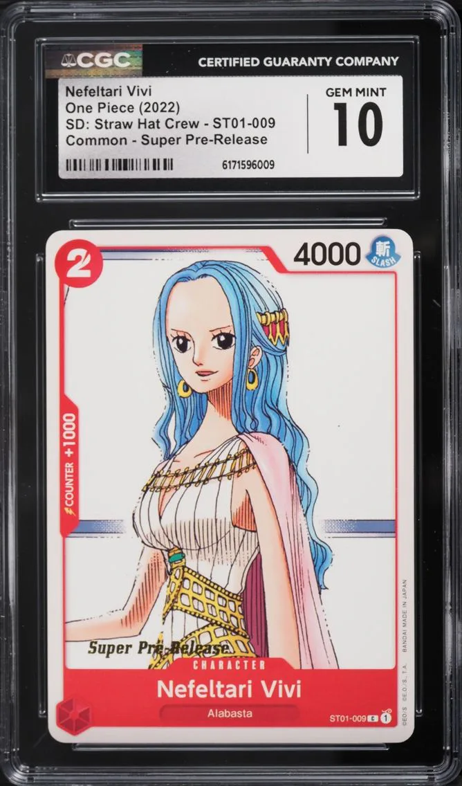 2022 One Piece Starter Deck Straw Hat Crew Super Pre-Release Nefeltari Vivi #ST01-009 CGC 10