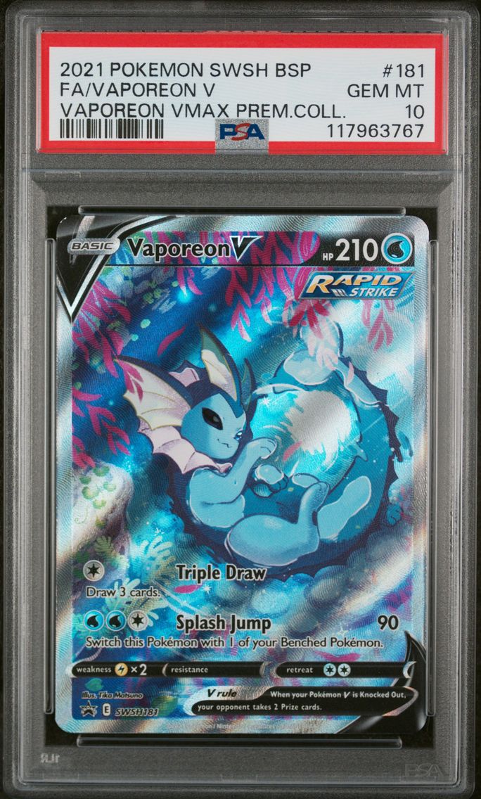 2021 #181 Full Art/Vaporeon V PSA 10 Swsh Black Star Promo