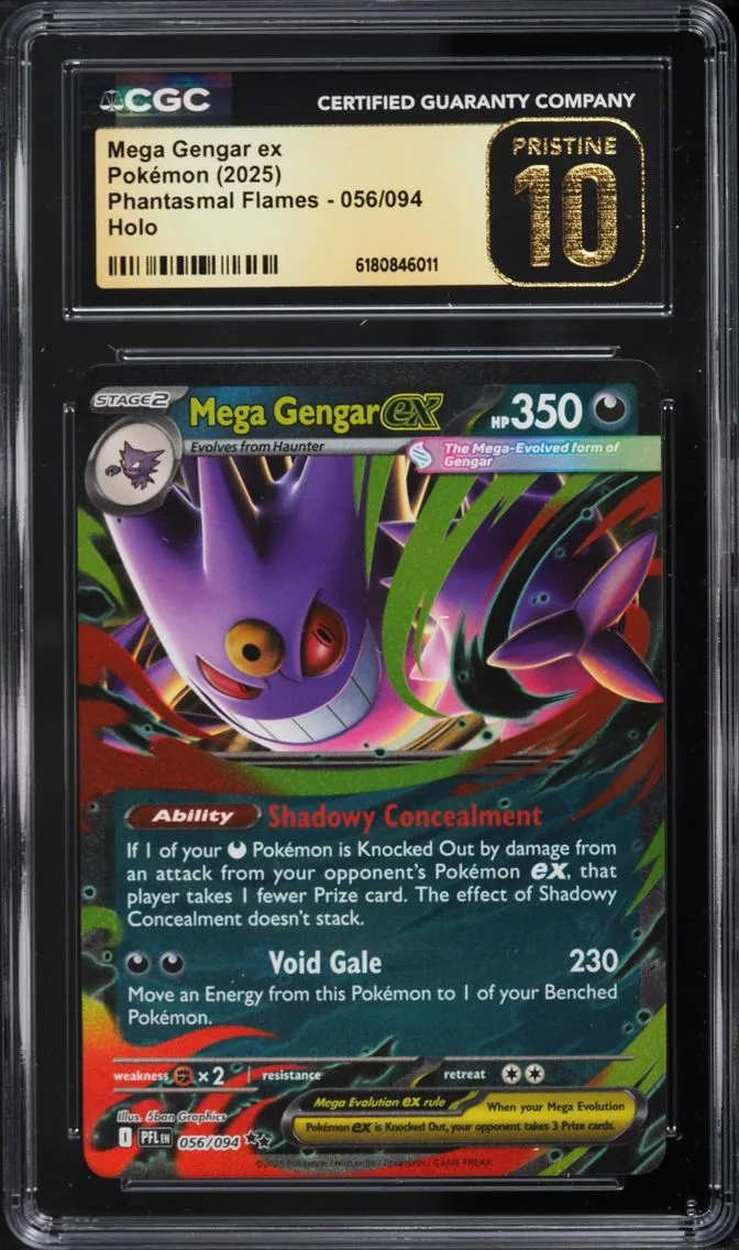 2025 Pokemon Mega Evolution Phantasmal Flames Holo Mega Gengar EX #56 CGC 10 PRISTINE