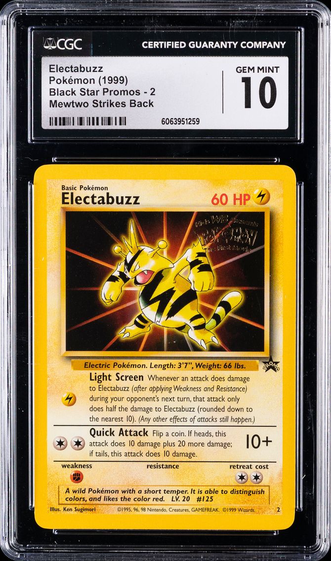 1999 #2 Electabuzz CGC 10 Game Movie Pokemon