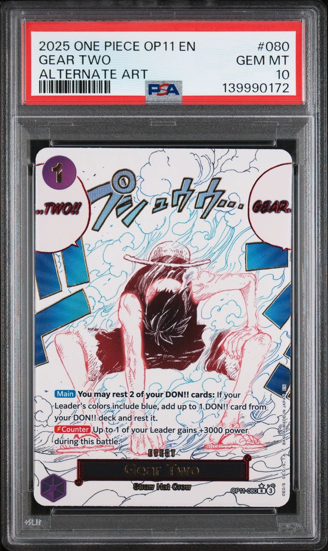 2025 #080 Gear Two PSA 10 One Piece OP11-A Fist of Divine Speed