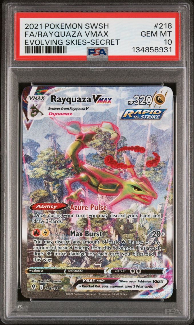 2021 #218 Full Art/Rayquaza Vmax PSA 10 Sword & Shield Evolving Skies