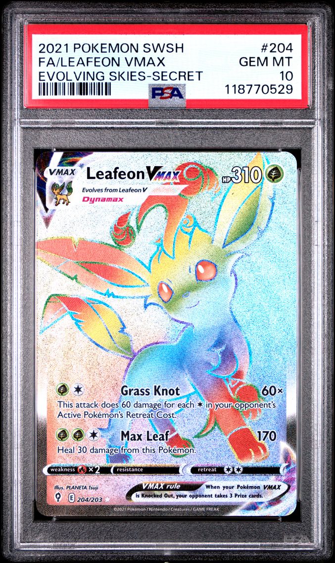 2021 #204 Full Art/Leafeon Vmax PSA 10 Sword & Shield Evolving Skies Pokemon