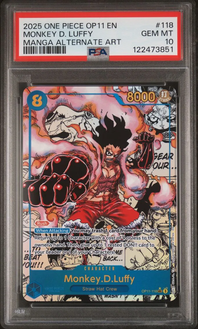 2025 #118 Monkey D. Luffy PSA 10 One Piece OP11-A Fist of Divine Speed Pokemon