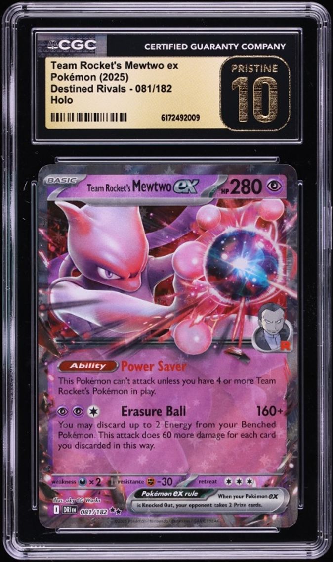 2025 Pokemon Scarlet & Violet Destined Rivals Holo Team Rocket's Mewtwo ex #81 CGC 10 PRISTINE