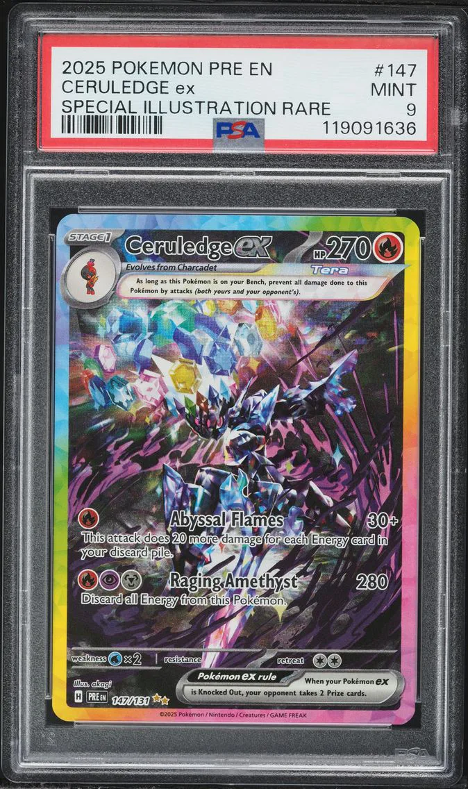 2025 #147 Ceruledge EX PSA 9 Pre EN-Prismatic Evolutions Pokemon