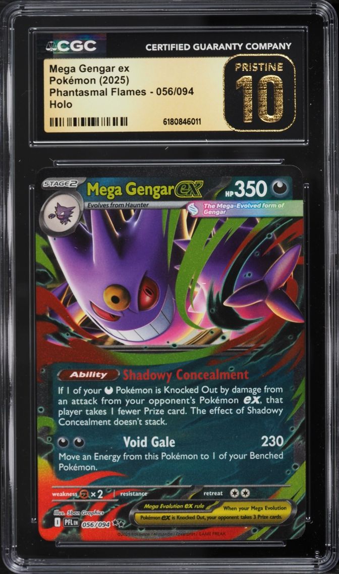 2025 Pokemon Mega Evolution Phantasmal Flames Holo Mega Gengar EX #56 CGC 10 PRISTINE