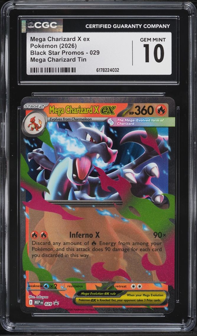 2026 Pokemon Mega Evolution Promo Tin Mega Charizard X Ex #29 CGC 10 GEM MINT