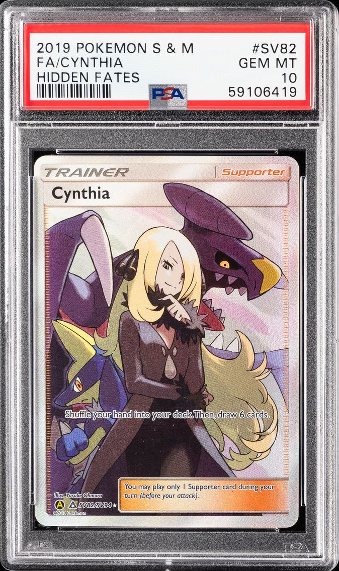 2019 #SV82 Full Art/Cynthia PSA 10 Sun & Moon Hidden Fates Pokemon