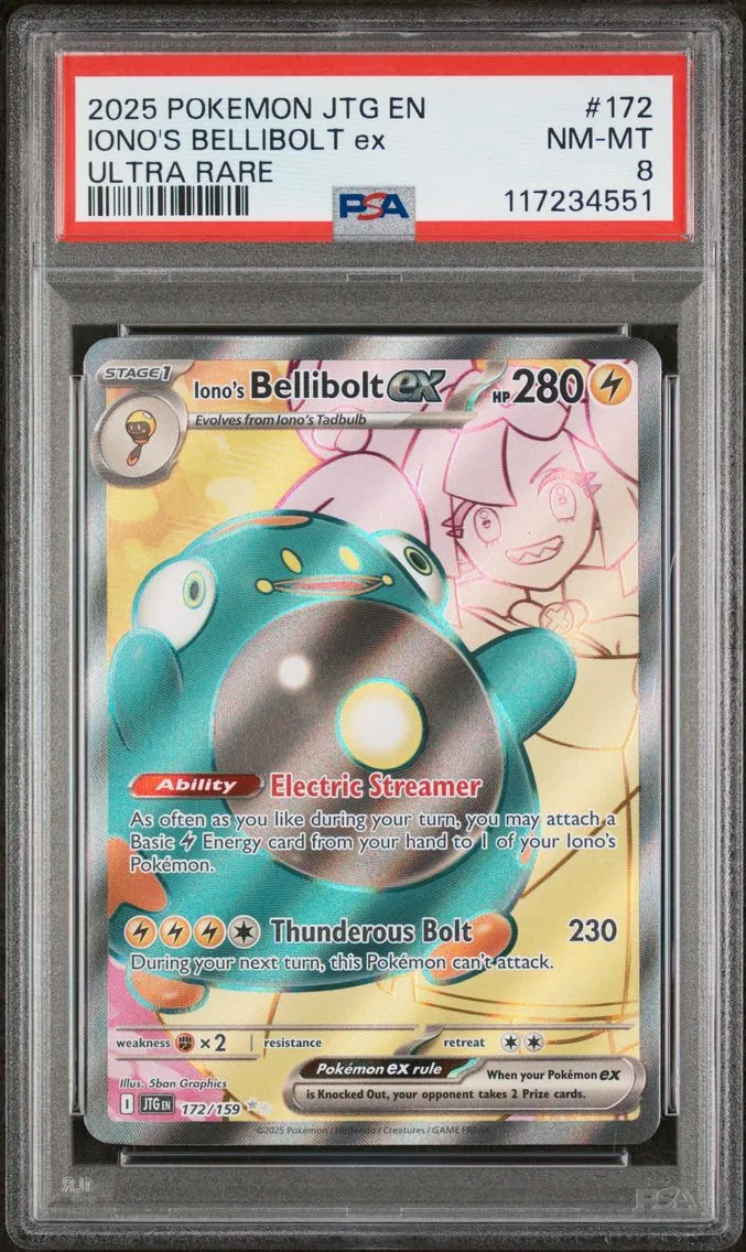 2025 #172 Iono's Bellibolt EX PSA 8 Jtg EN-Journey Together