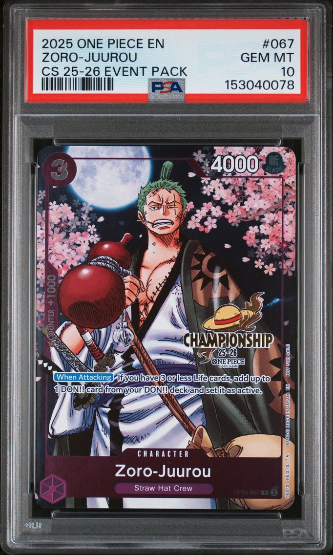 2025 #067 Zoro-Juurou PSA 10 One Piece Championship 2025-26 Event Pack