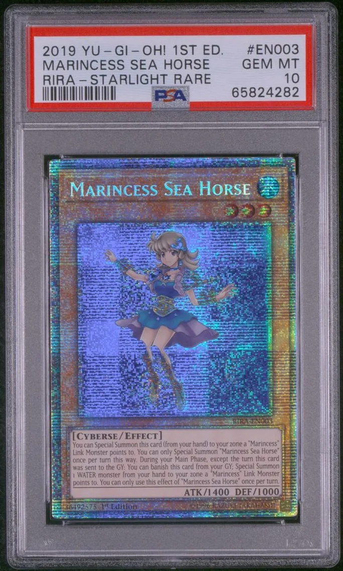 2019 YU-GI-OH! RISING RAMPAGE | 1ST EDITION-STARLIGHT RARE #EN003 MARINCESS SEA HORSE PSA 10