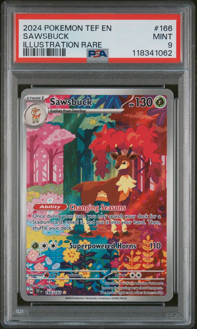 2024 #166 Sawsbuck PSA 9 Tef EN-Temporal Forces Pokemon