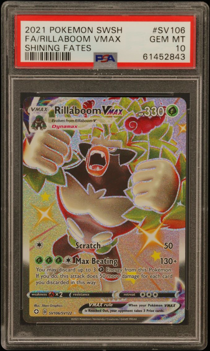 2021 #SV106 Full Art/Rillaboom Vmax PSA 10 Sword & Shield Shining Fates