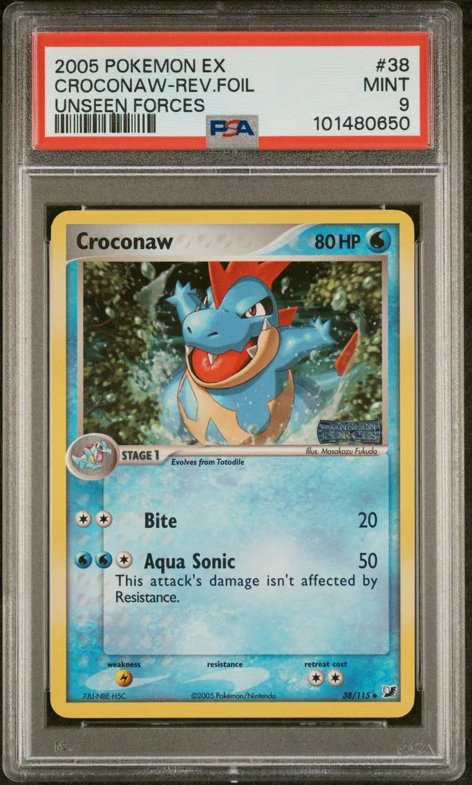 2005 #38 Croconaw-Reverse Foil PSA 9 EX Unseen Forces Pokemon