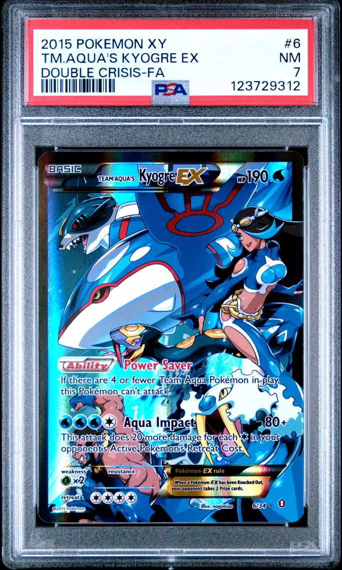 2015 #6 Full Art/Team Aqua's Kyogre EX PSA 7 XY Double Crisis Pokemon