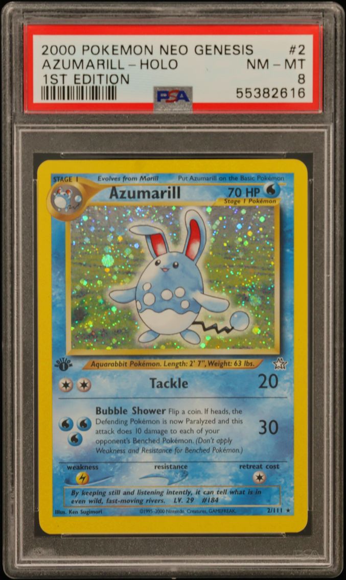 2000 #2 Azumarill-Holo PSA 8 Neo Genesis 1st Edition