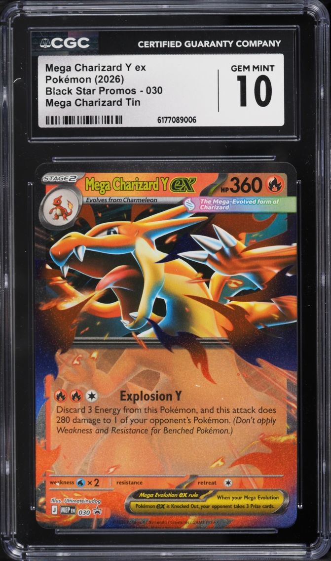 2026 Pokemon Mega Evolution Black Star Promo Tin Mega Charizard Y EX #30 CGC 10 GEM MINT
