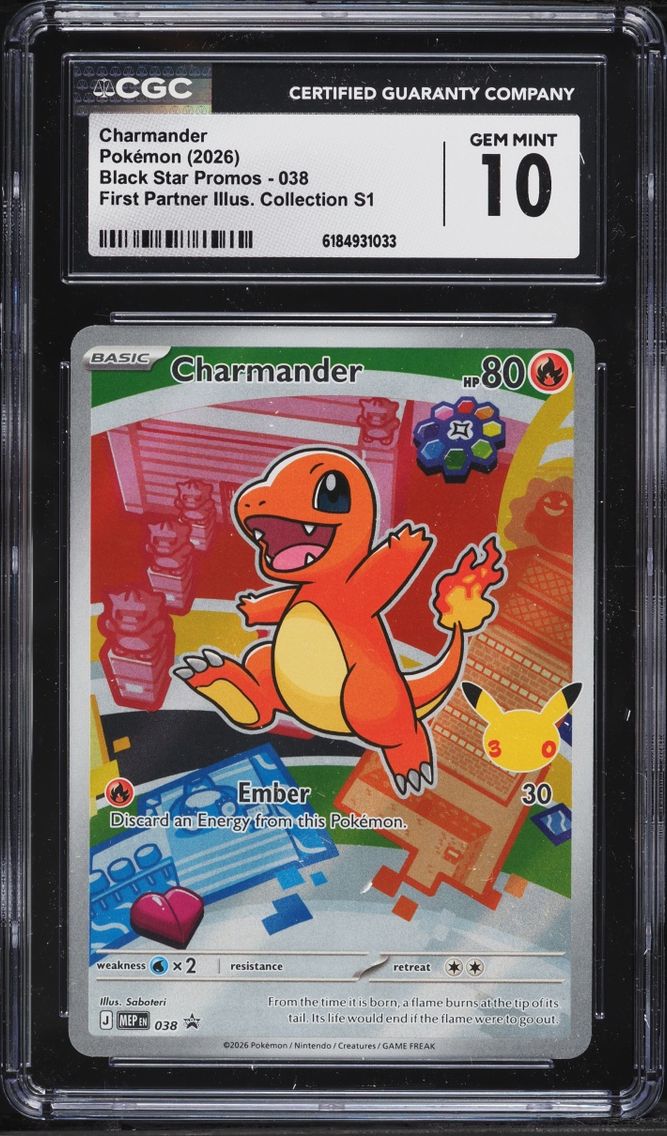 2026 Pokemon Mega Promo First Partner Illustration S1 Full Art Charmander #38 CGC 10 GEM MINT