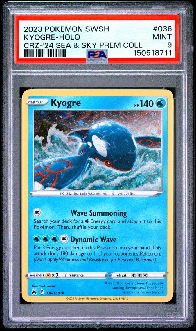 2023 #036 Kyogre-Holo PSA 9 Sword and Shield Crown Zenith