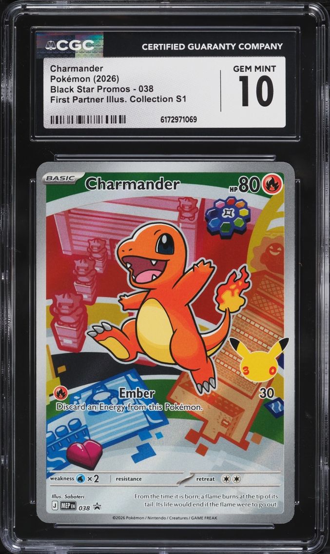 2026 Pokemon Mega Evolution Promo First Partner Illustration Full Art Charmander #38 CGC 10 GEM