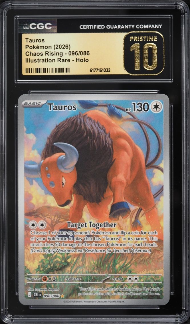 2026 Pokemon Mega Evolution Chaos Rising IR Tauros #096 CGC 10 PRISTINE