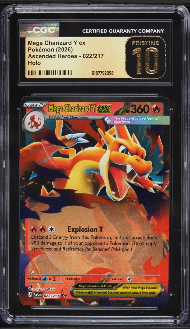 2026 #22 Mega Charizard Y EX CGC 10 Pokemon Mega Evolution Ascended Heroes Holo