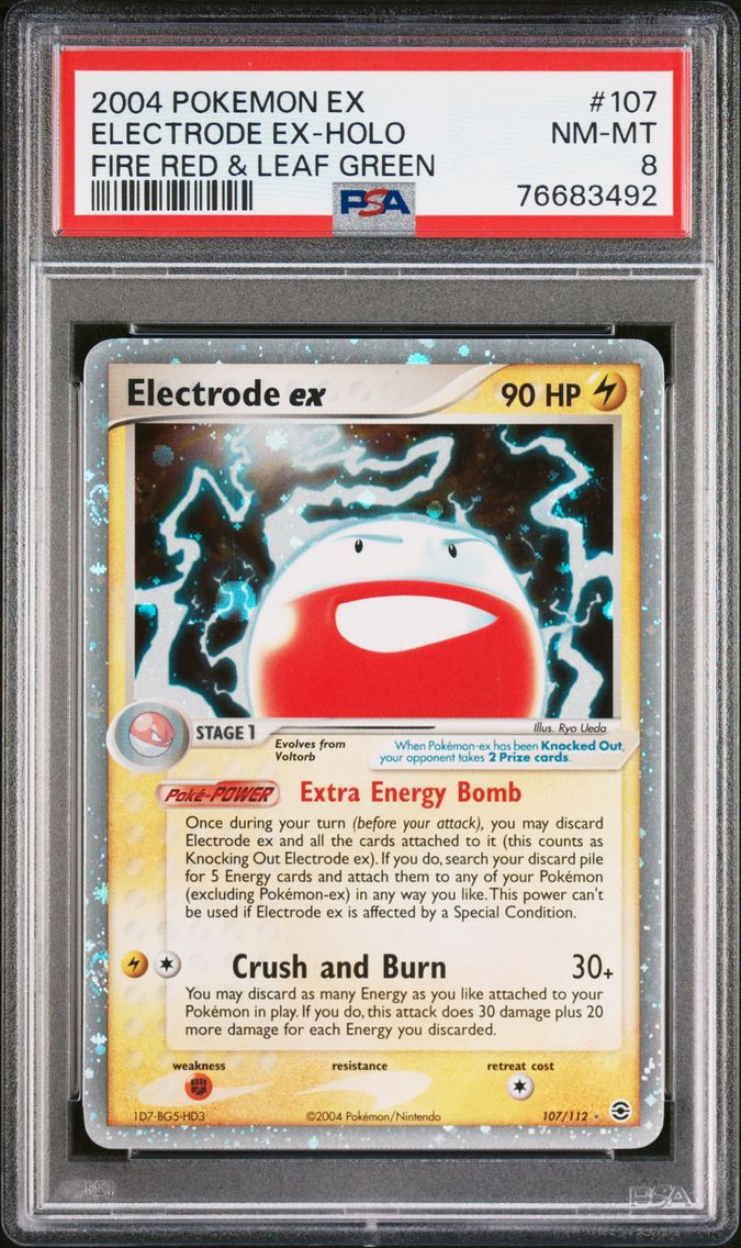 2004 #107 Electrode EX-Holo PSA 8 EX Fire Red & Leaf Green