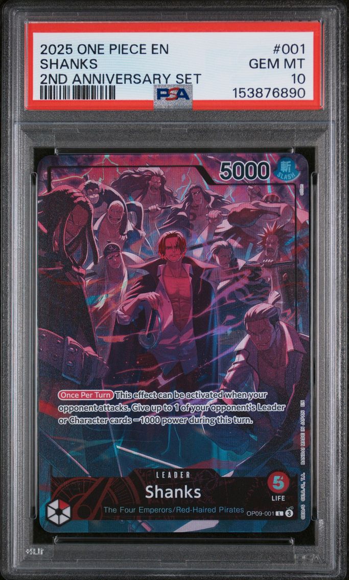 2025 #001 Shanks PSA 10 One Piece English Version 2nd Anniversary Set