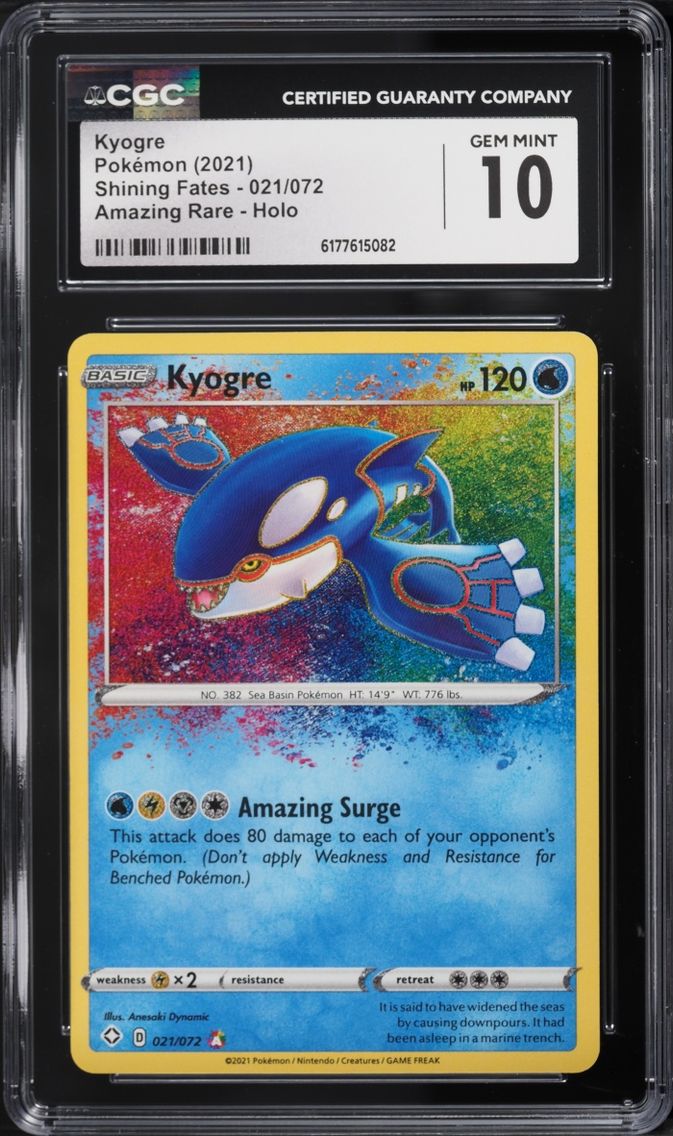 2021 Pokemon Sword & Shield Shining Fates Amazing Rare Kyogre #21 CGC 10 GEM MINT