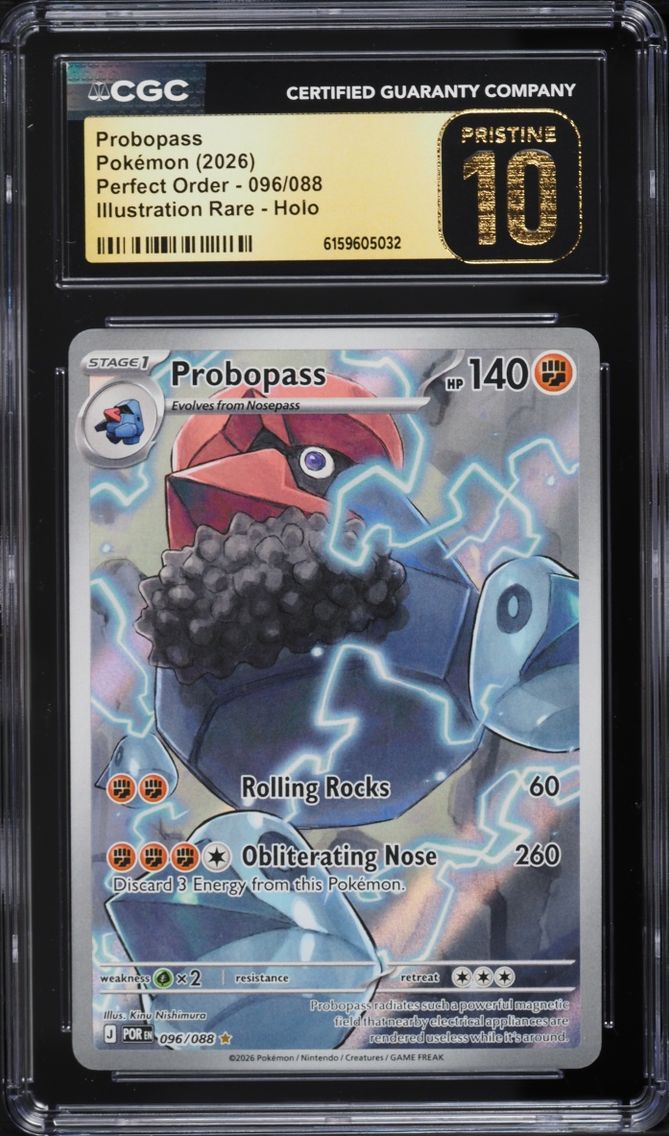 2026 Pokemon Mega Evolution Perfect Order IR Probopass #096 CGC 10 PRISTINE