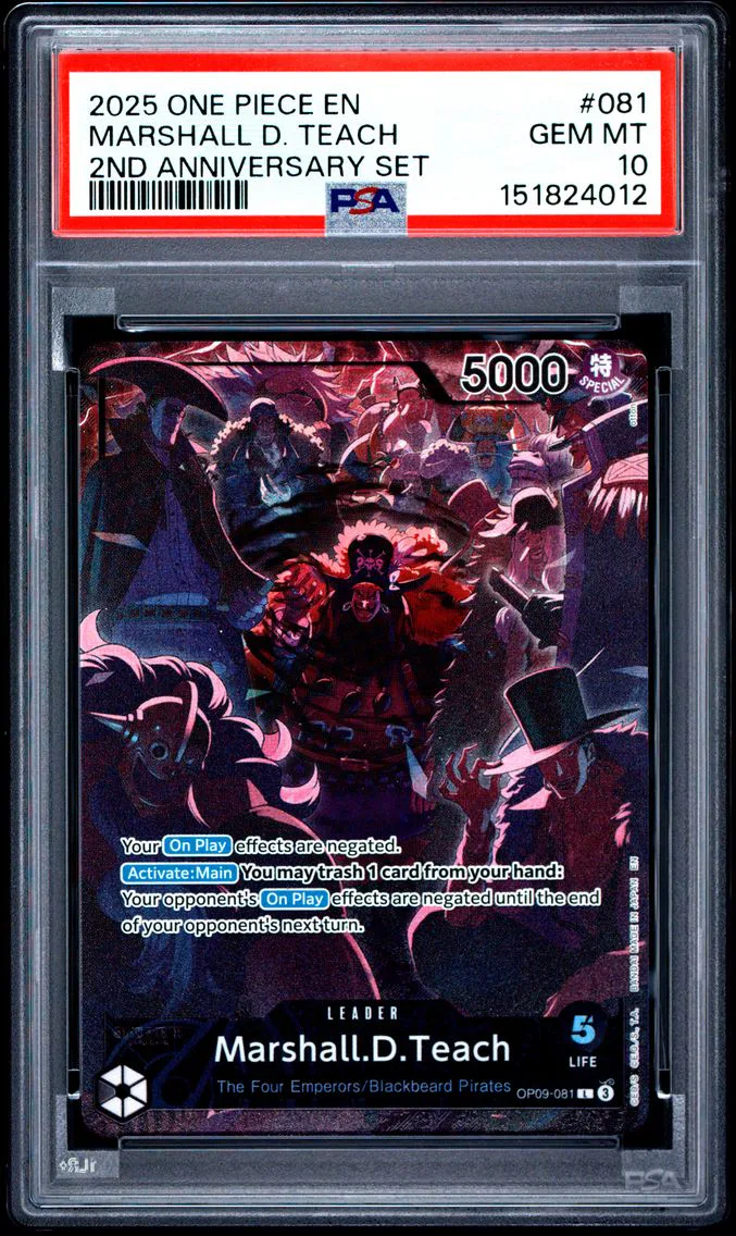 2025 #081 Marshall D. Teach PSA 10 One Piece English Version 2nd Anniversary Set