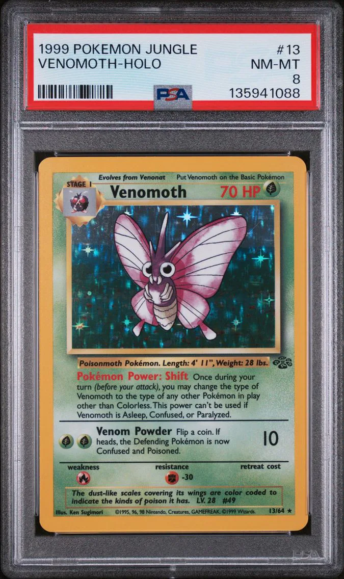 1999 #13 Venomoth-Holo PSA 8 Jungle Pokemon