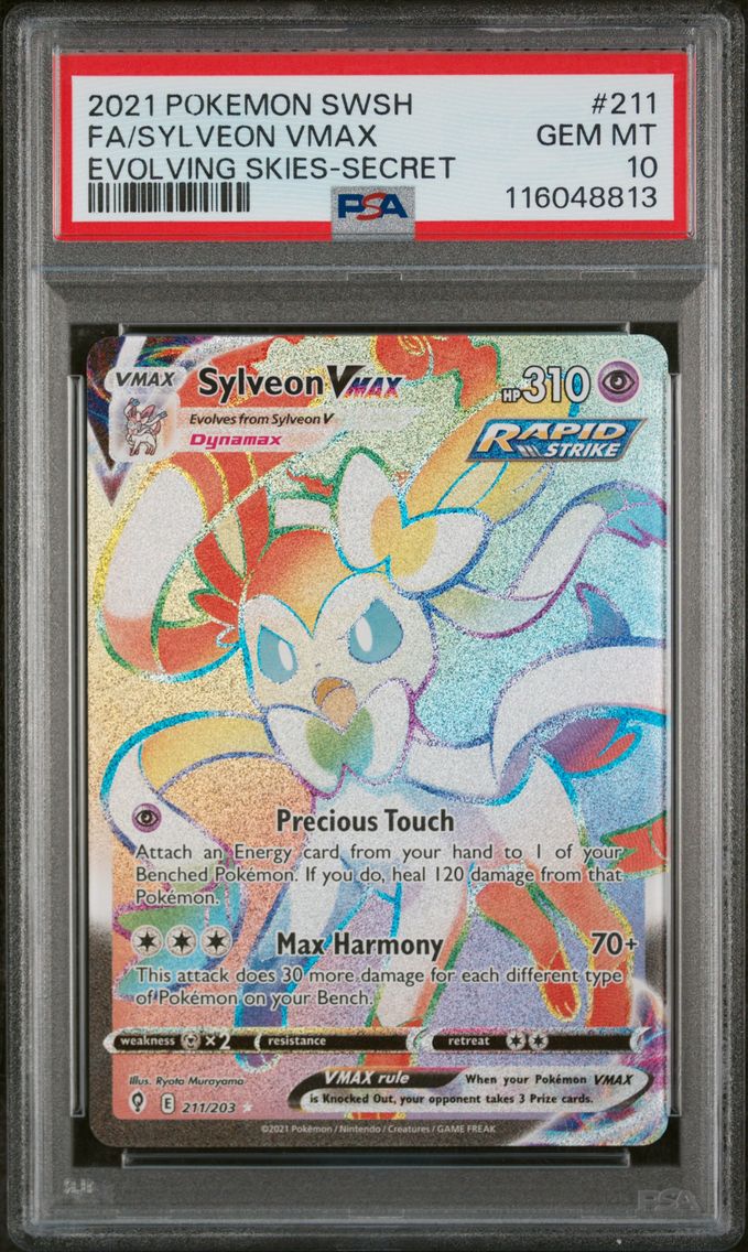 2021 #211 Full Art/Sylveon Vmax PSA 10 Sword & Shield Evolving Skies
