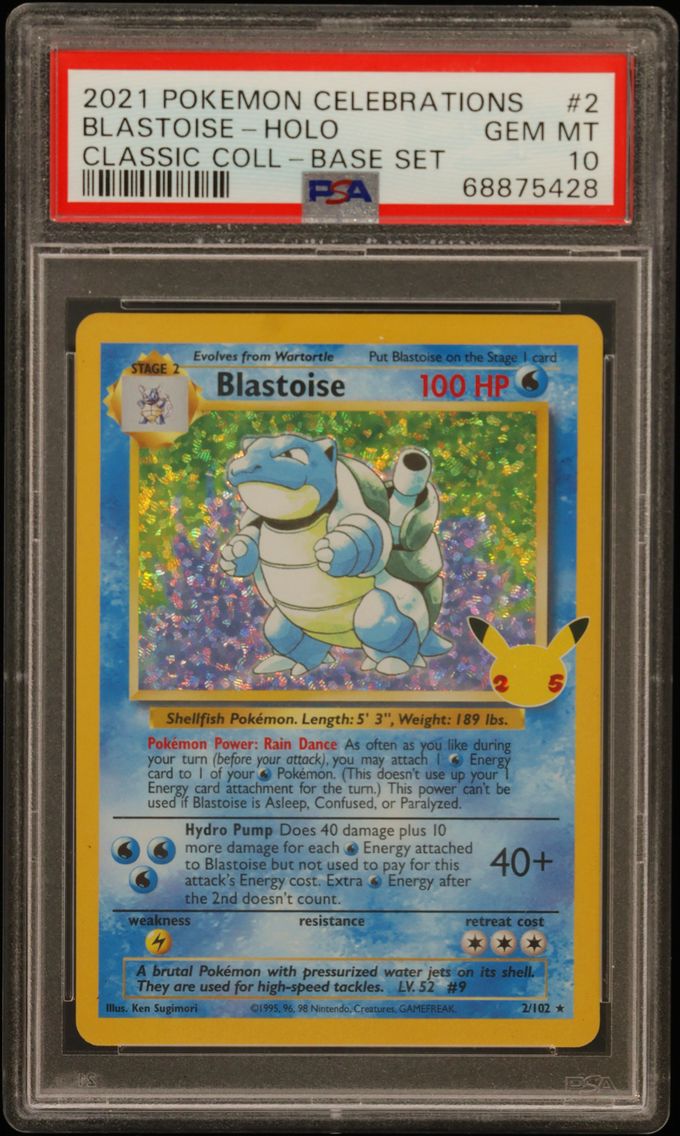 2021 #2 Blastoise-Holo PSA 10 Celebrations Classic Collection