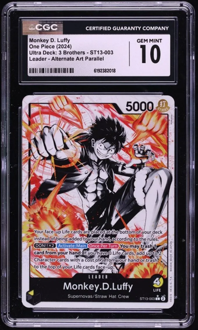 2024 #ST13-003 Monkey D. Luffy CGC 10 One Piece Ultra Deck 3 Brothers Alt Art Leader