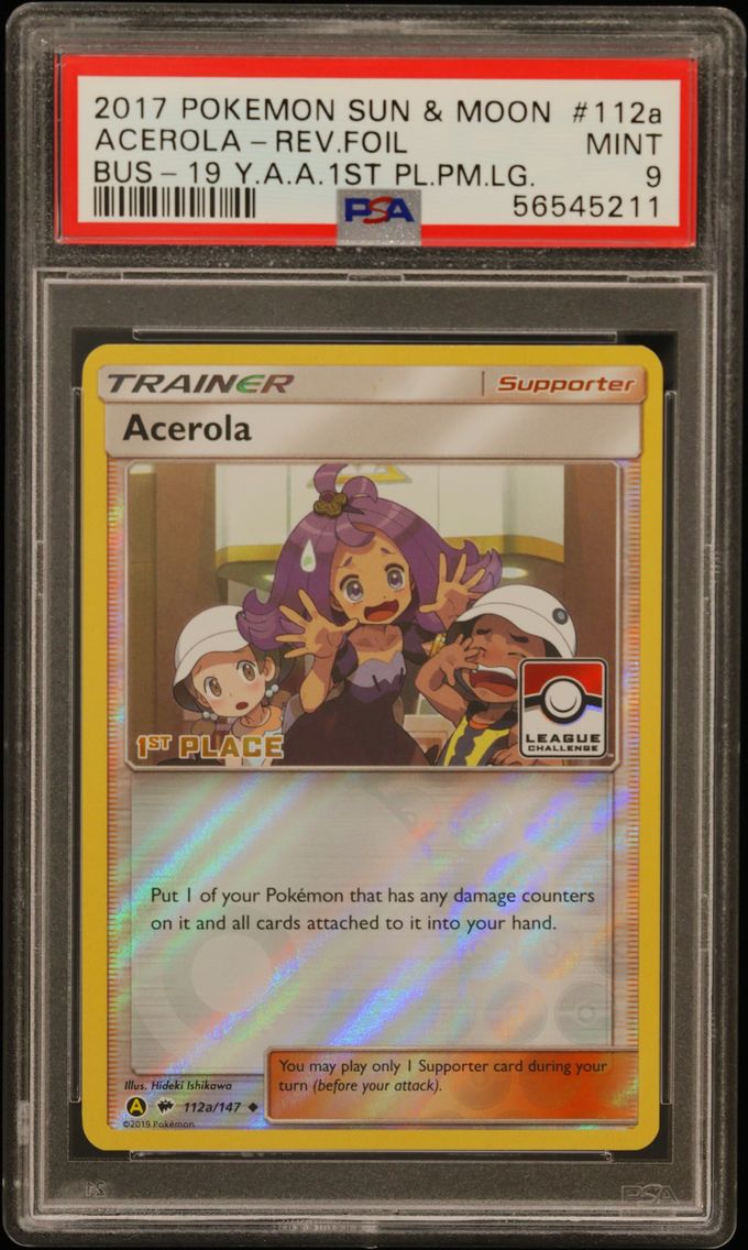 2017 #112a Acerola-Reverse Foil PSA 9 Sun & Moon Burning Shadows
