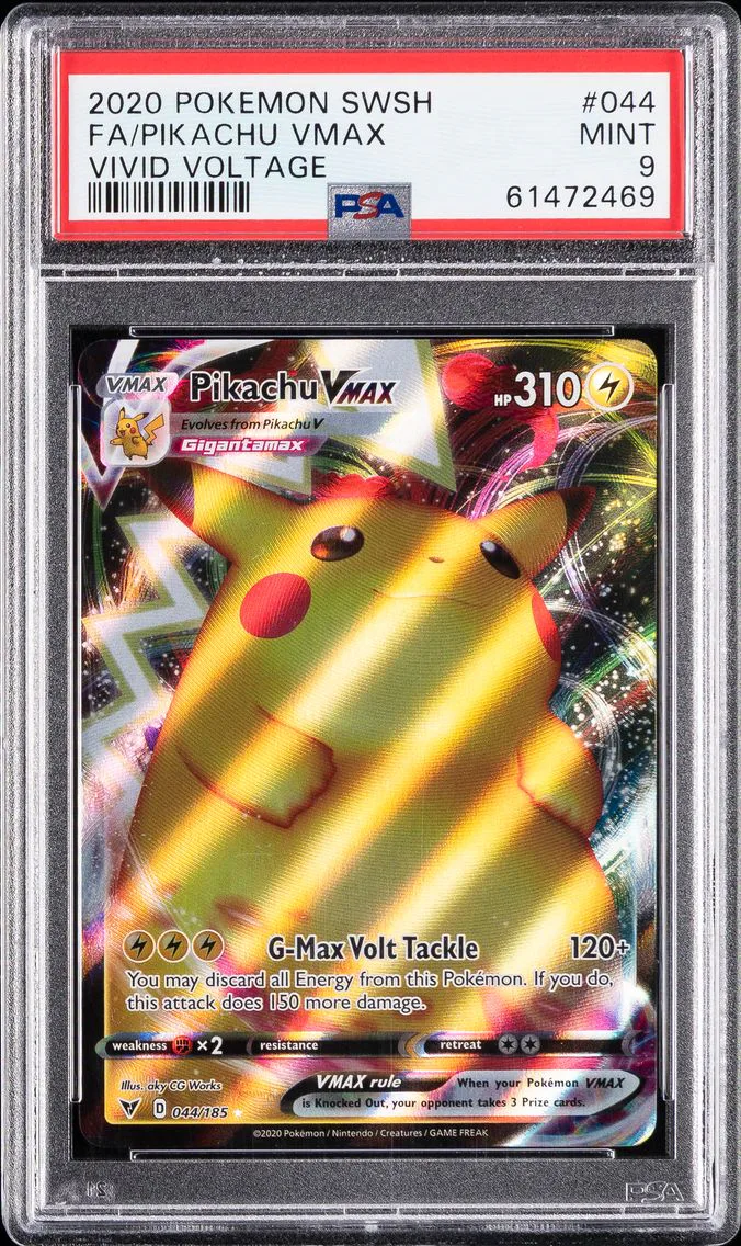 2020 #044 Full Art/Pikachu Vmax PSA 9 Sword & Shield Vivid Voltage Pokemon