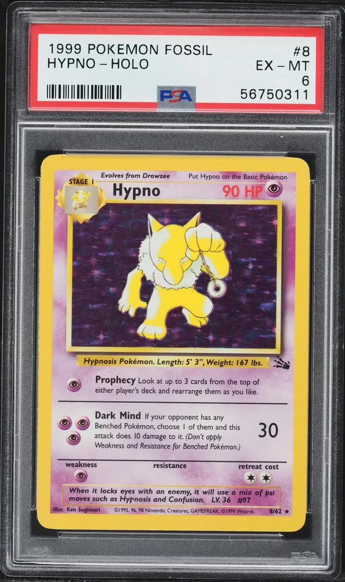 1999 #8 Hypno-Holo PSA 6 Fossil Pokemon