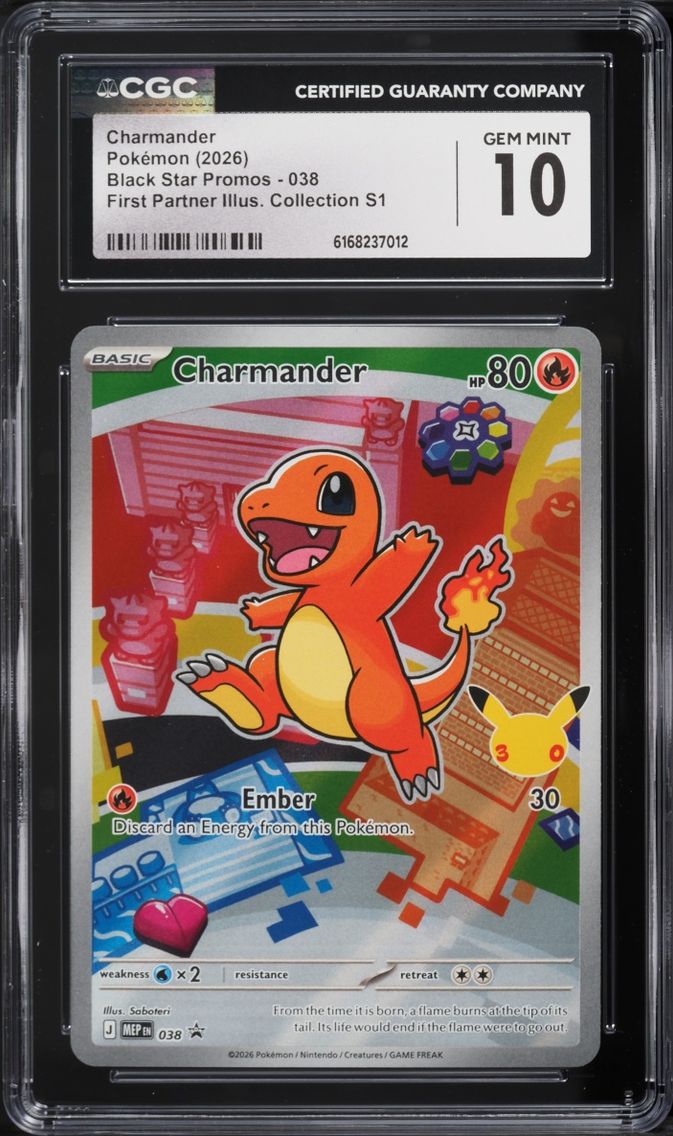2026 Pokemon Mega Evolution Promo First Partner Illustration Full Art Charmander #38 CGC 10 GEM