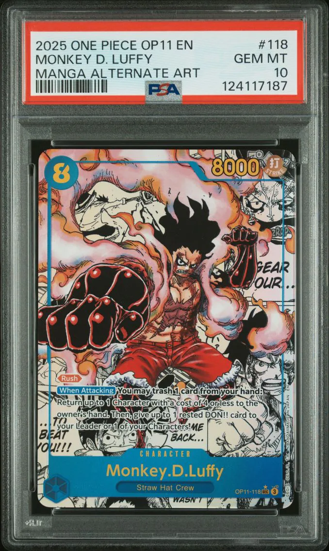2025 #118 Monkey D. Luffy PSA 10 One Piece OP11-A Fist of Divine Speed Pokemon