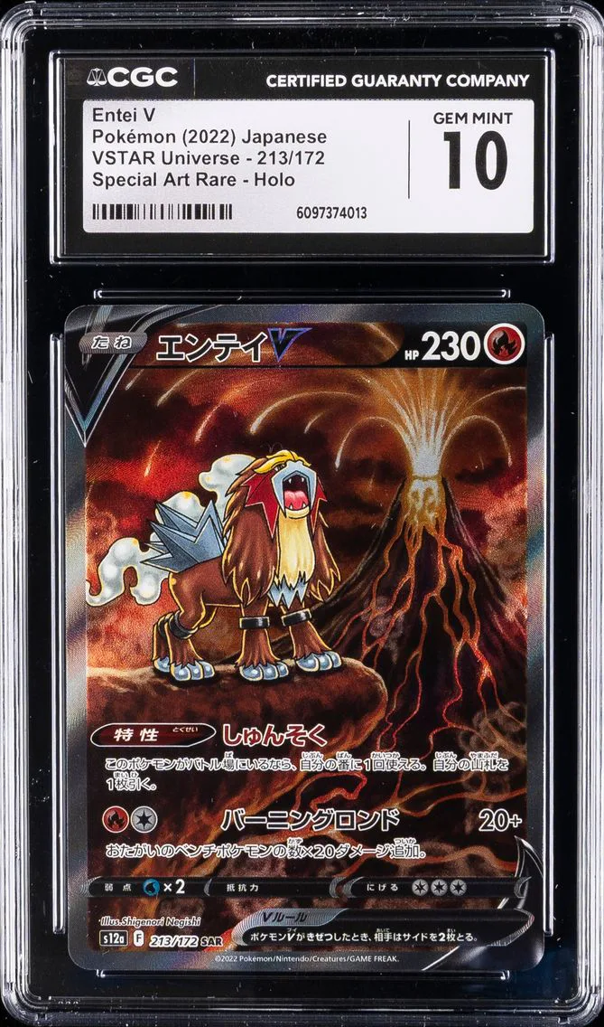 2022 #213 Full Art/Entei V CGC 10 Japanese Sword & Shield Vstar Universe Pokemon